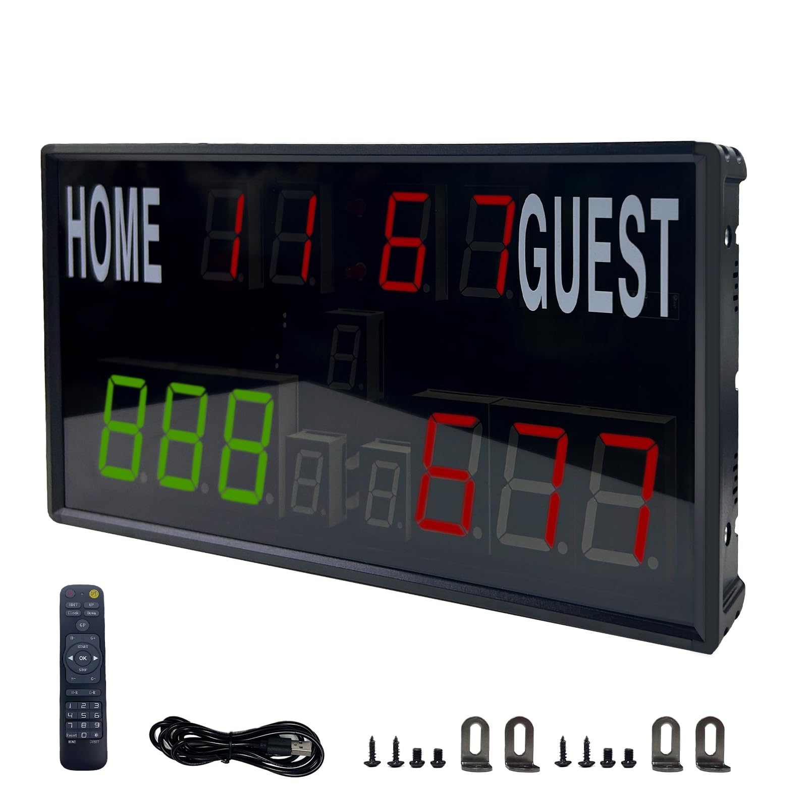 JAOGAUS Marcador Electrónico, Multifuncional LED de Tres dígitos con Control Remoto, Brillo Ajustable y Diseño de Pared para Baloncesto, Fútbol, Tenis, Tenis de Mesa y Bádminton.