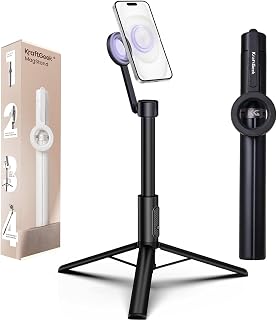 KraftGeek Magnetic Phone Tripod for iPhone MagSafe, 64" Selfie Stick Cell Phone Tirpod Stand for Video Recording, Vlogging Price In India