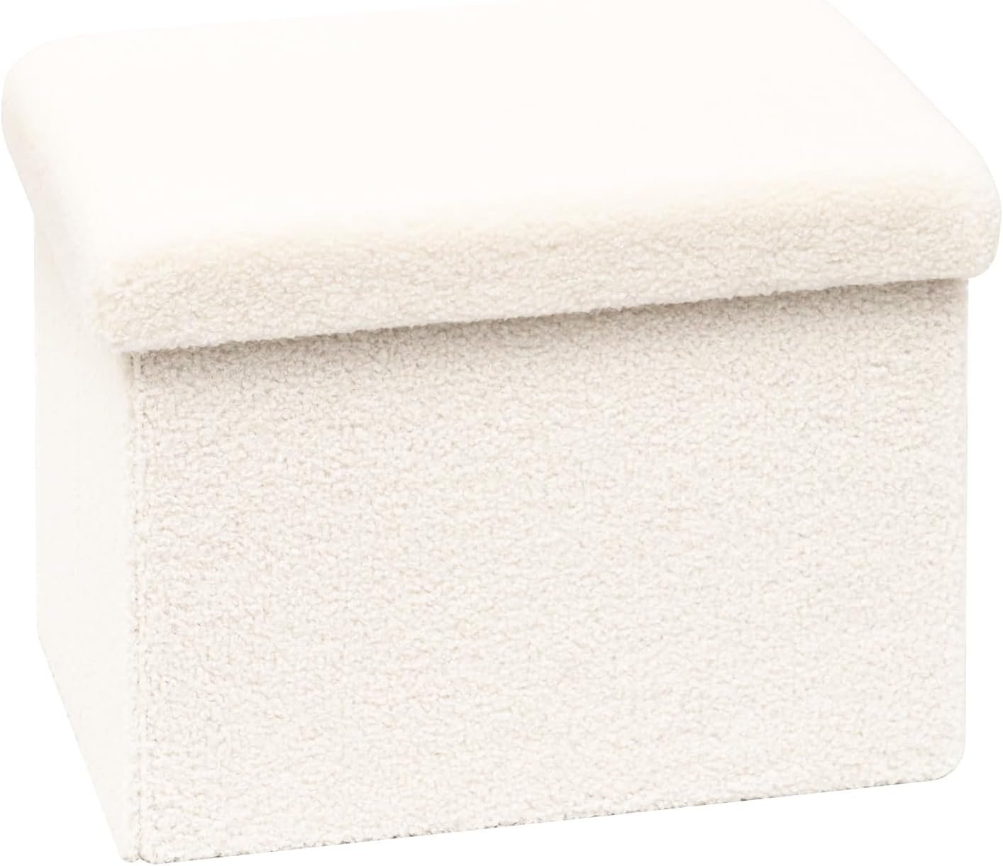 Pouf Pieghevole ATMOSPHERA Jaiko – Esagonale, In Bouclette Avorio – 40x38x46 Cm – Con Copertura Removibile