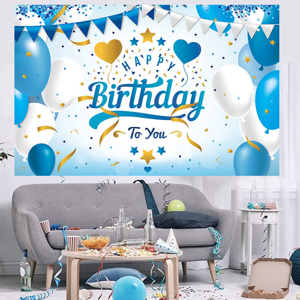 Geburtstag Hintergrund Banner 180x110 Cm – Happy Birthday Dekoration, Polyester, Mit Band