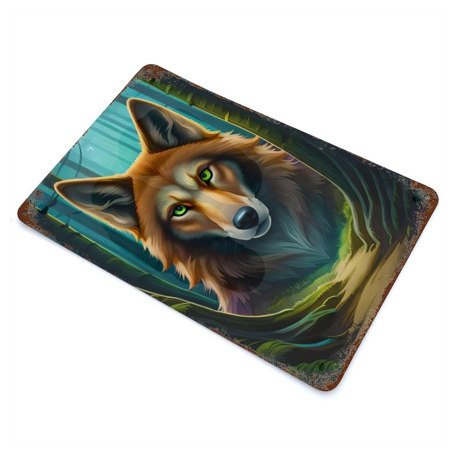 Fantasy Wolf Portrait Rusty Metal Tin Sign 11.8"x7.9", for Shed, Workshop And Garage Wall Decor, Shabby Chic Decor