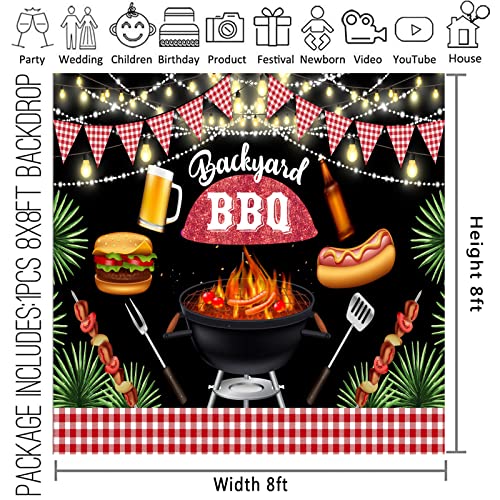 Fondo fotográfico 8x8ft con diseño BBQ verde miniatura 3