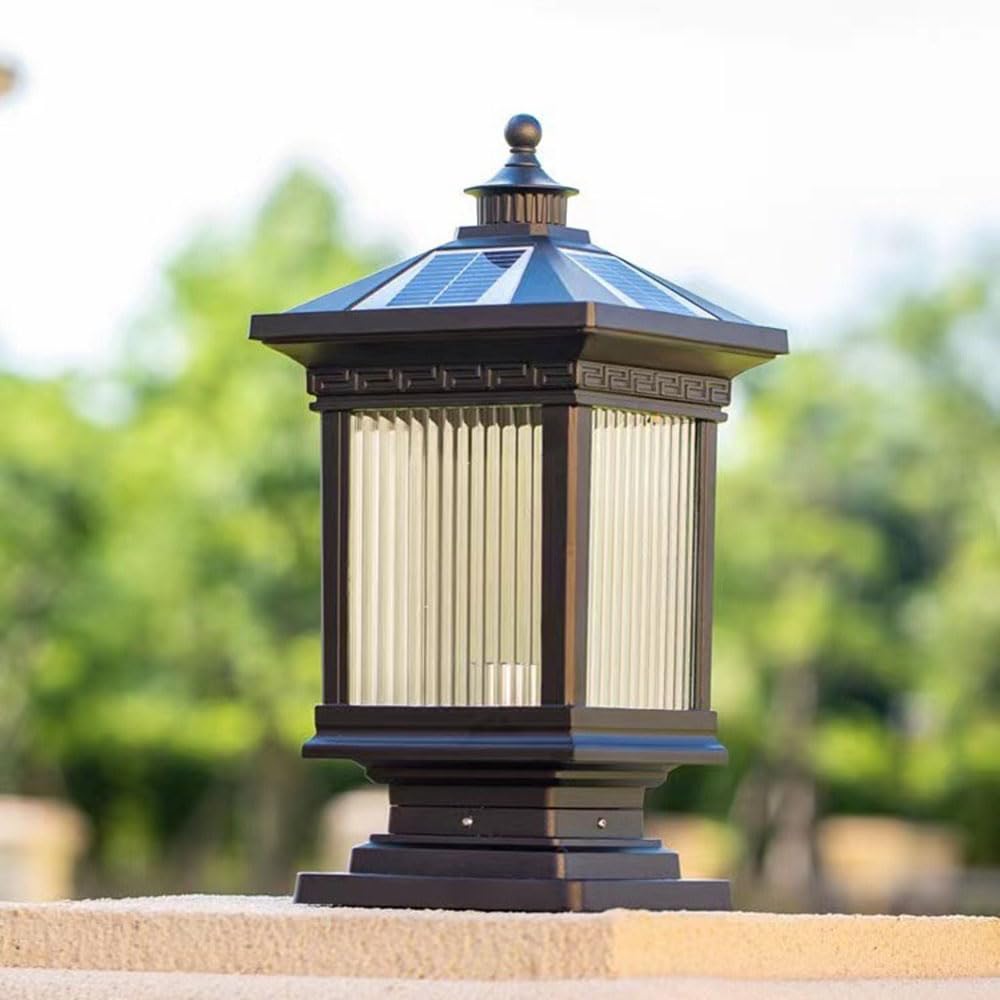 14,5''H Lanterna Da Palo Per Esterni Lampada A Cappuccio Per Palo Decorativo Per Recinzione Solare Apparecchi Di Illuminazione Per Palo Da Giardino O Patio Luci A Colonna Moderne Per Esterni
