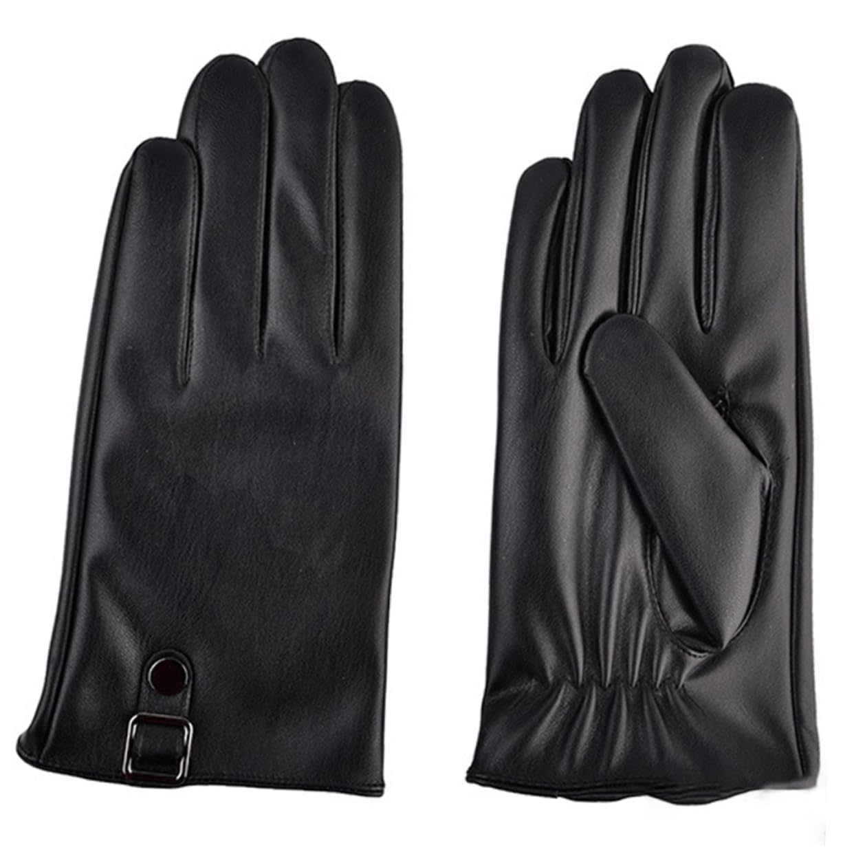 GAROZATION Outdoor Winter Gloves for Men 2 Pairs Waterproof Windproof Leather Riding Gloves Warm Fleece Touchscreen Friendly
