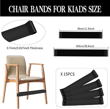 15 PCS Chair Bands for Kids with Fidgety Feet, Flexible Seating Classroom Furniture Rubber Bands for Kids, Fidget Bands for School Classroom Chairs and Desk, Ideal for ADHD, Autism, Hyperactivity