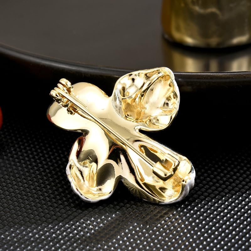 Image of Flower Brooch Pin Gold-Plated Enamel Brooch Lapel Pins Flower Jewelry for Women