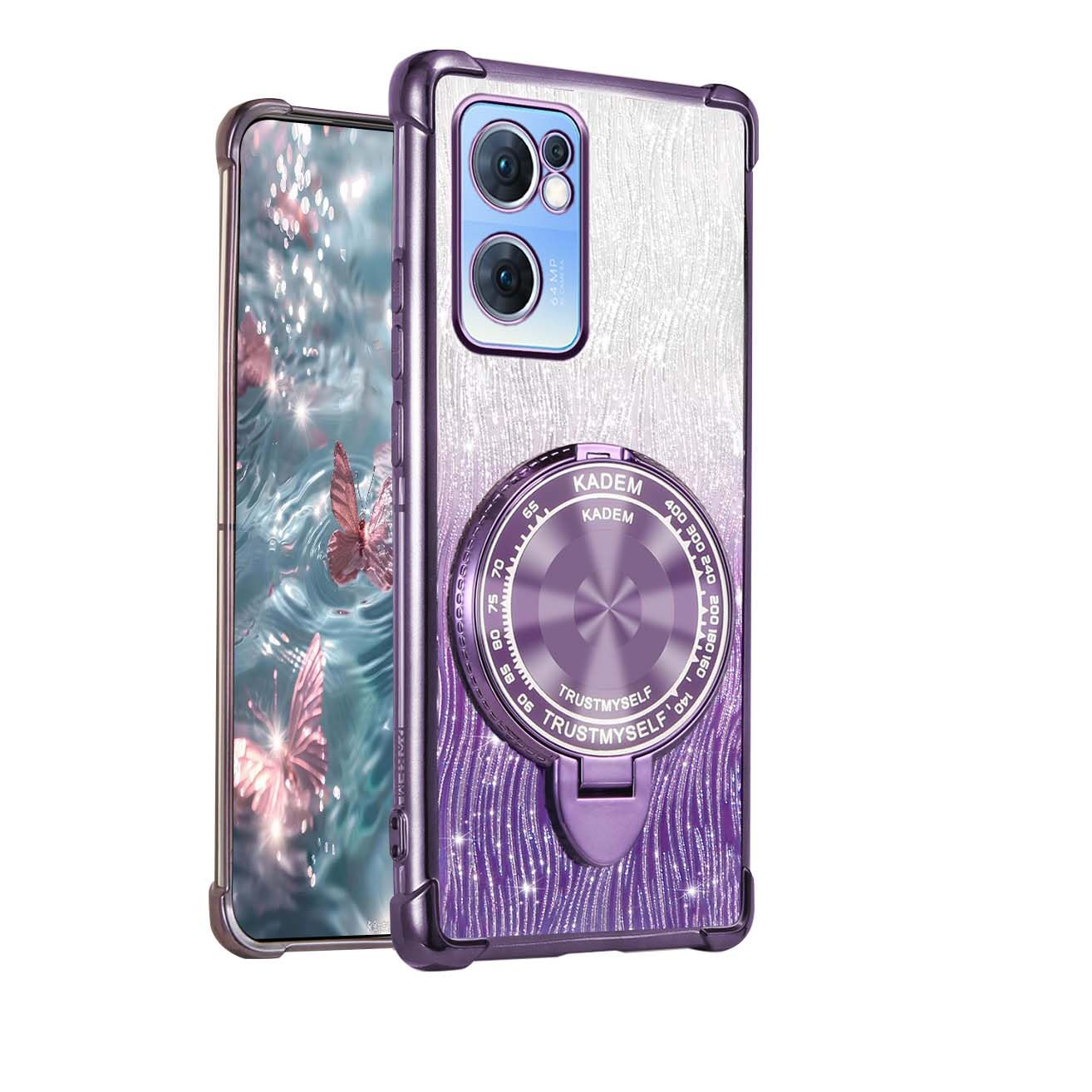 YUEQIN Glitzer-Handyhülle Für Oppo Reno13 F – Transparent Mit Libellen-Ständer, Stoßfest & Bling-bling