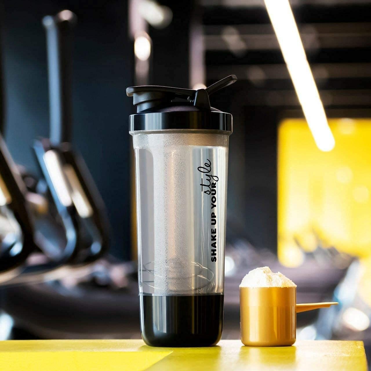 PRM Shaker Bottle, 100% Leak Proof BPA Free Gym Shaker Pro Cyclone Shaker 600ml with Storage Compartment and Stainless Steel Blender Ball, Ideal for Protein (Multi Color)-image-47