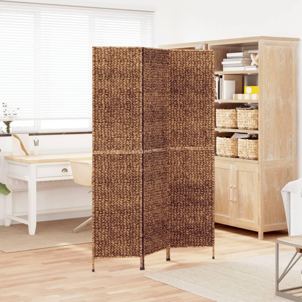 Divisor de habitación Hyacinth de agua marrón de 3 paneles, pantalla de privacidad plegable de 122 x 180 cm, partición de estilo rústico tejida a mano para dormitorio, sala de estar, oficina