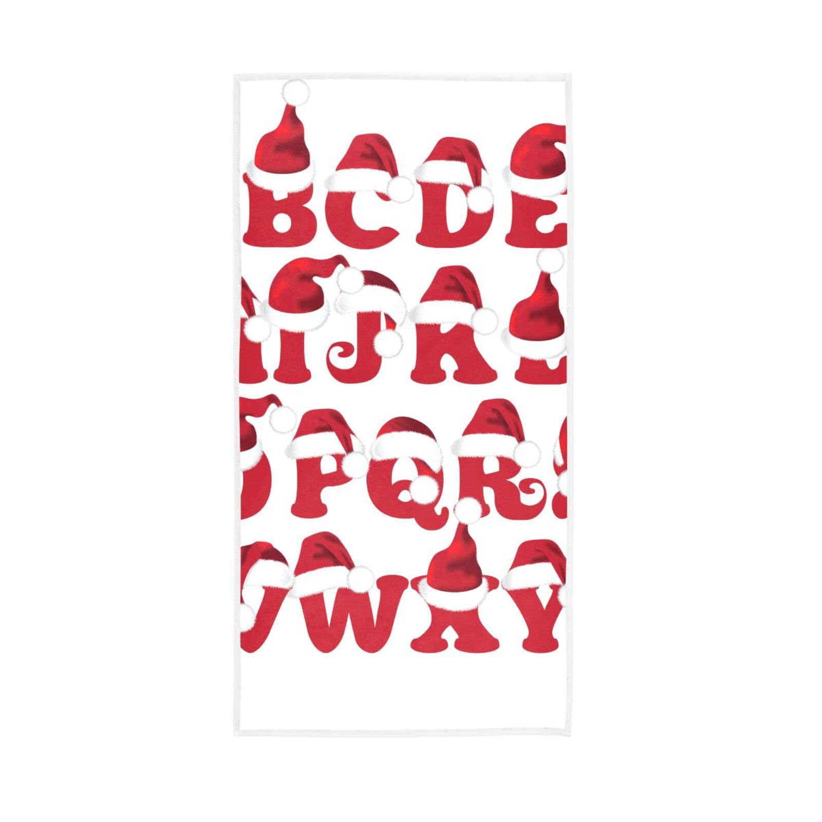 HUYGD Santa Cartoon Alphabet Hand Towels for Kitchen, 15 x 30 Inches Soft Hand Towel Spa Towels for Facials Hand Towels Spa