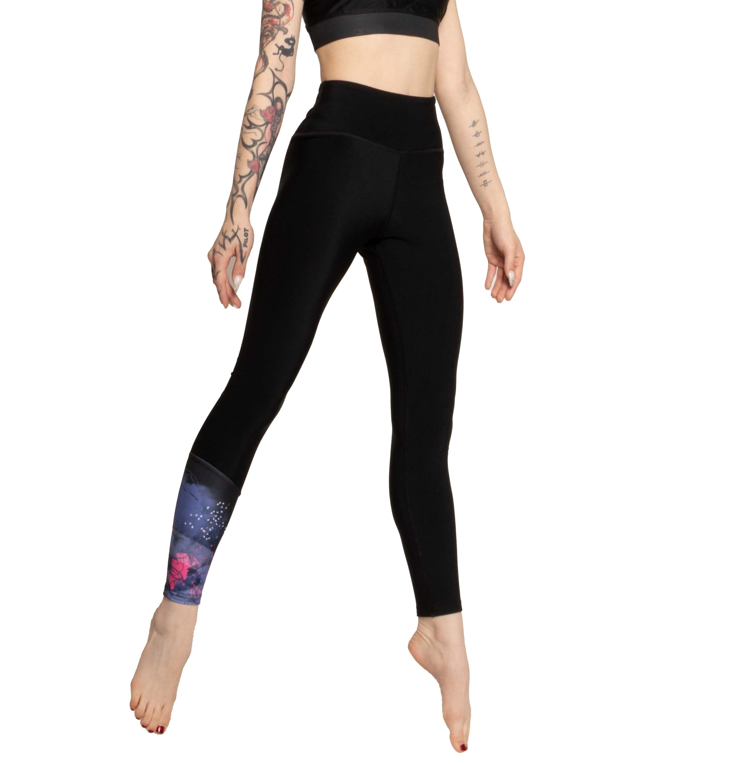 SISTERS Woman's Leggings Thermal, Winter Flower, Hand Painted Design, Small Size