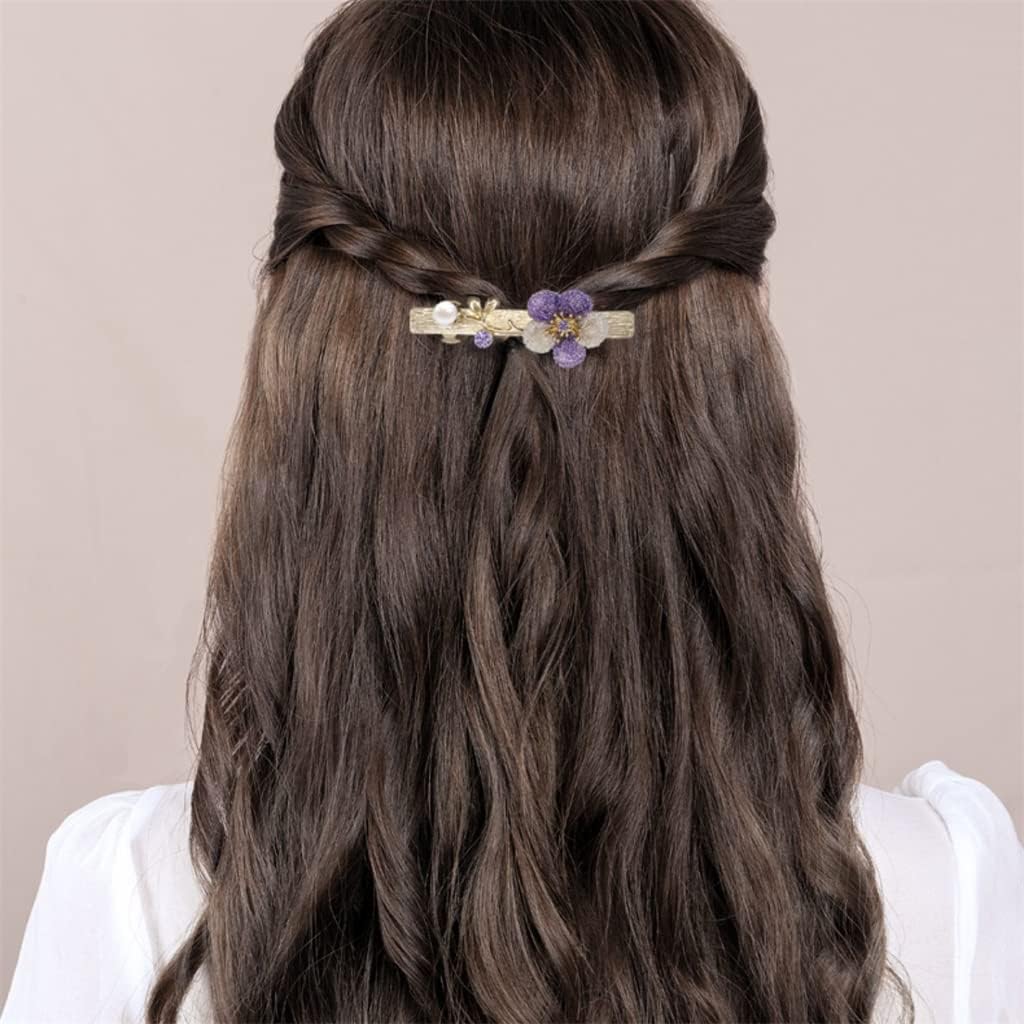 秋と冬の手作りネット梅の花のヘアカードヘアクリップ頭飾り春クリップ (Color : B, Size : As shown)