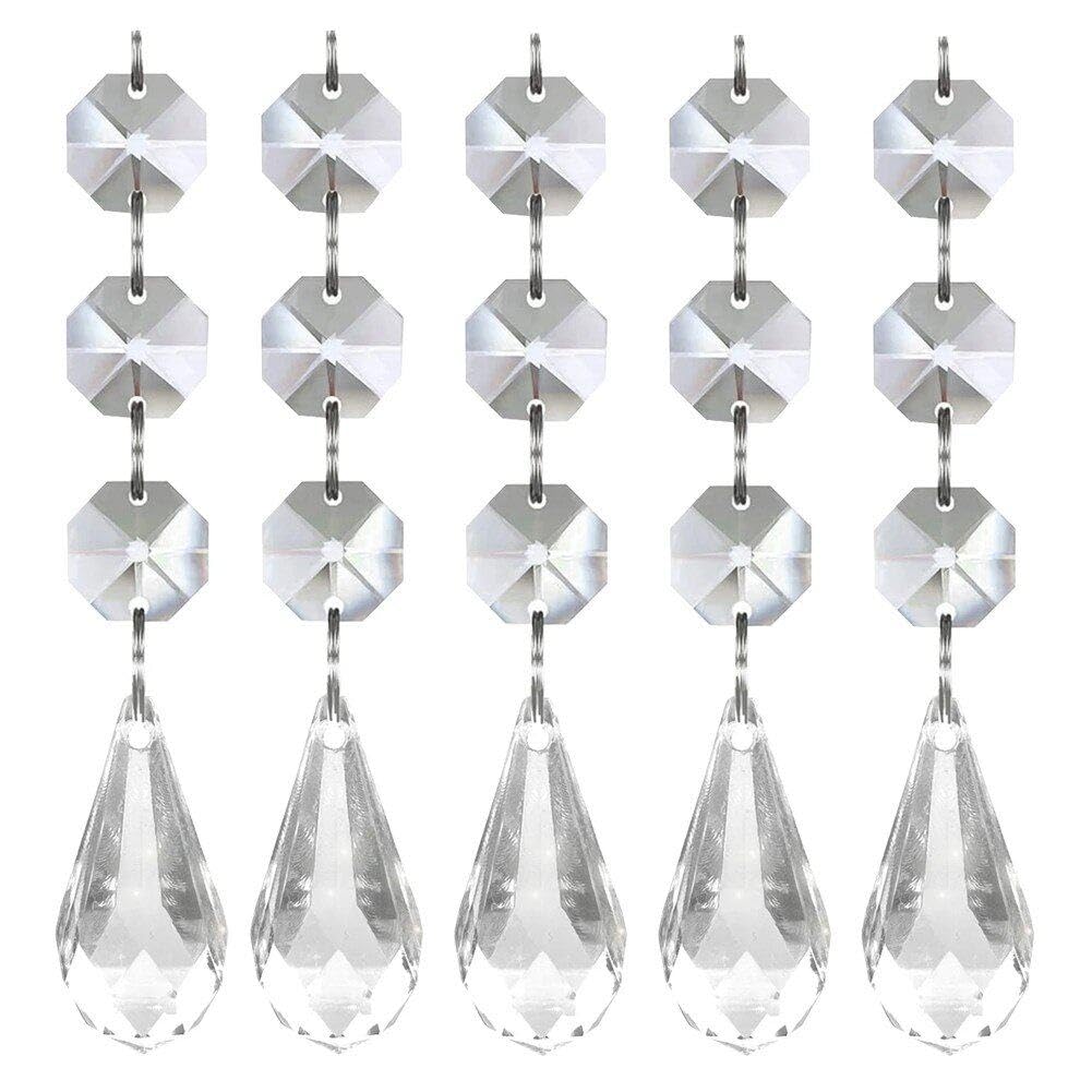 50 Stück Kristall Perlen 38mm - Glas Tropfen Für Kronleuchter DIY Deko Prismen