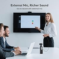 Vista 4 de BOBLOV Cámara corporal 5K con micrófono, cámara de vlogging W5, 5K/15FPS y 4K/60FPS con lente giratoria de 270°, soporte de micrófono externo