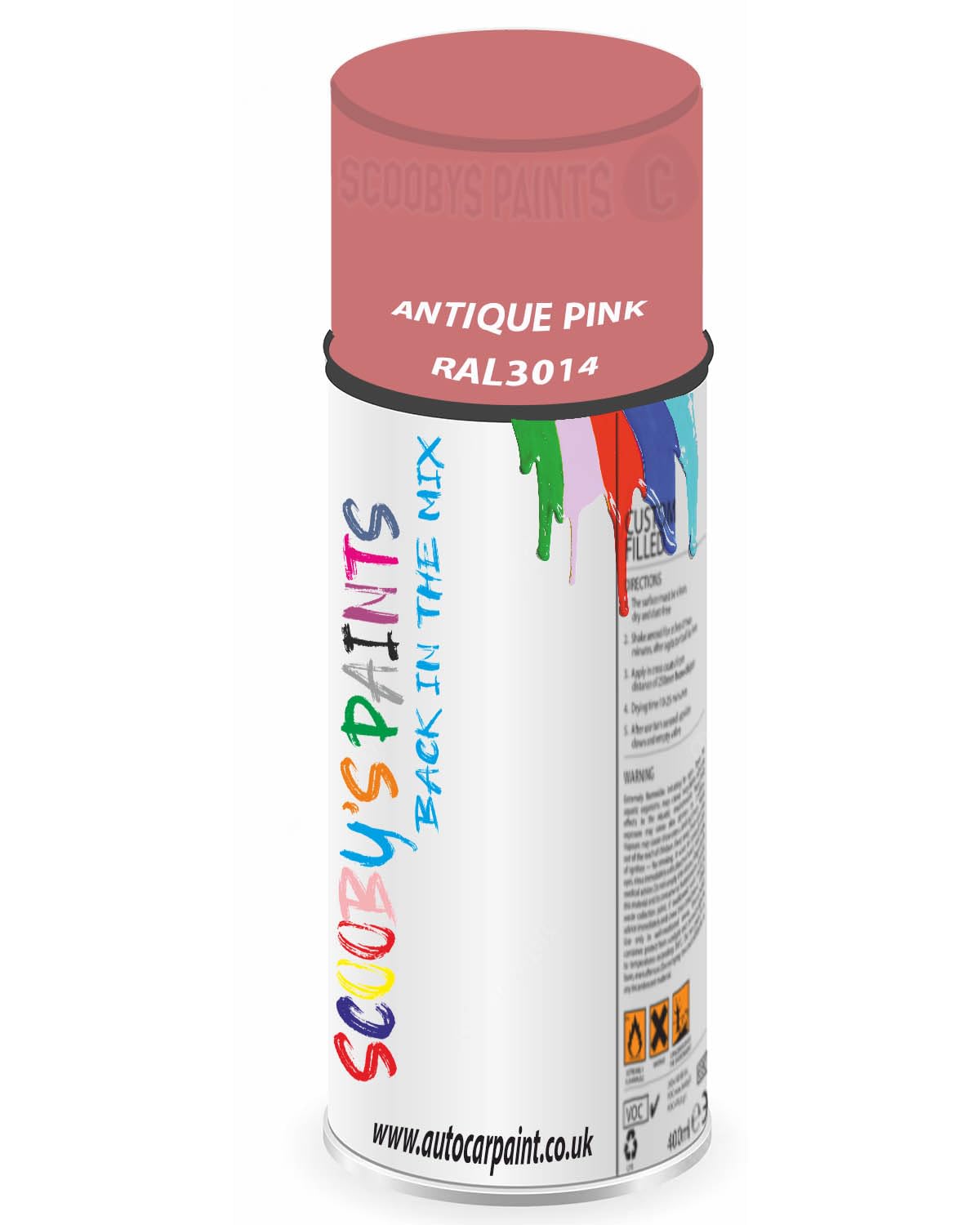 SCOOBYS PAINTS BACK IN THE MIX RAL3014 Antique pink 400ML Aerosol Spray Paint RAL Colour Can Gloss Shinny Finish DIY Indoor/Outdoor Wood Plastic Metal Heat Resistant Steel