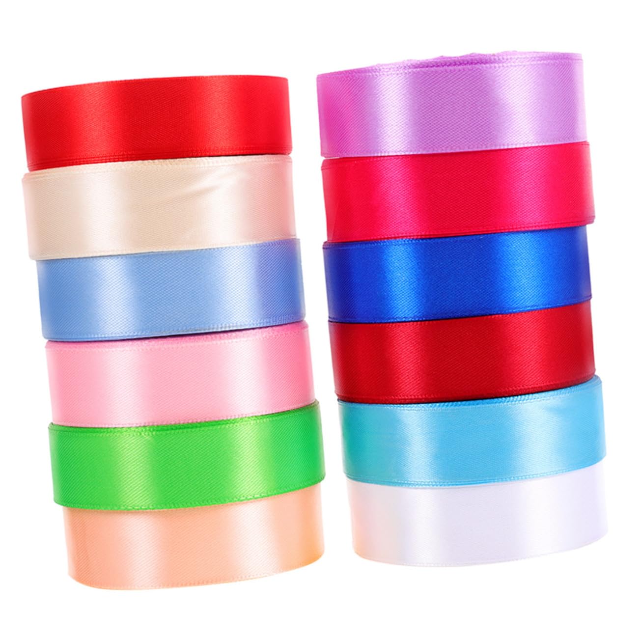 12 Rollen Farbige Satinbänder Breit Vielseitige Dekobänder für Geschenkverpackung Bastelarbeiten und DIY Dekoration Strapazierfähiges Polyester für Schleifen und Kreative