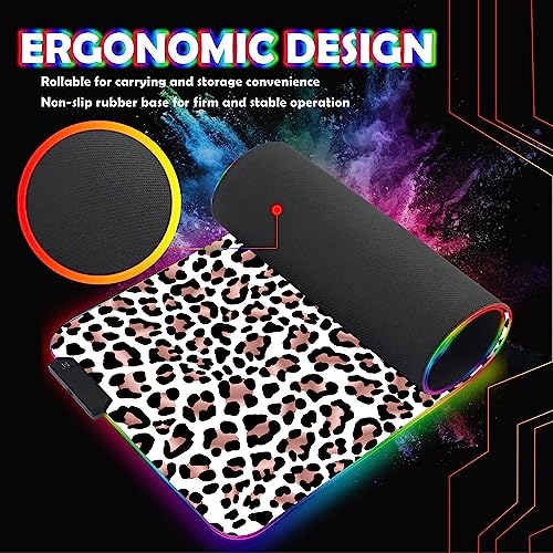 Tapis de souris pour clavier d'ordinateur grand format idéal setup bureau léopard - 5