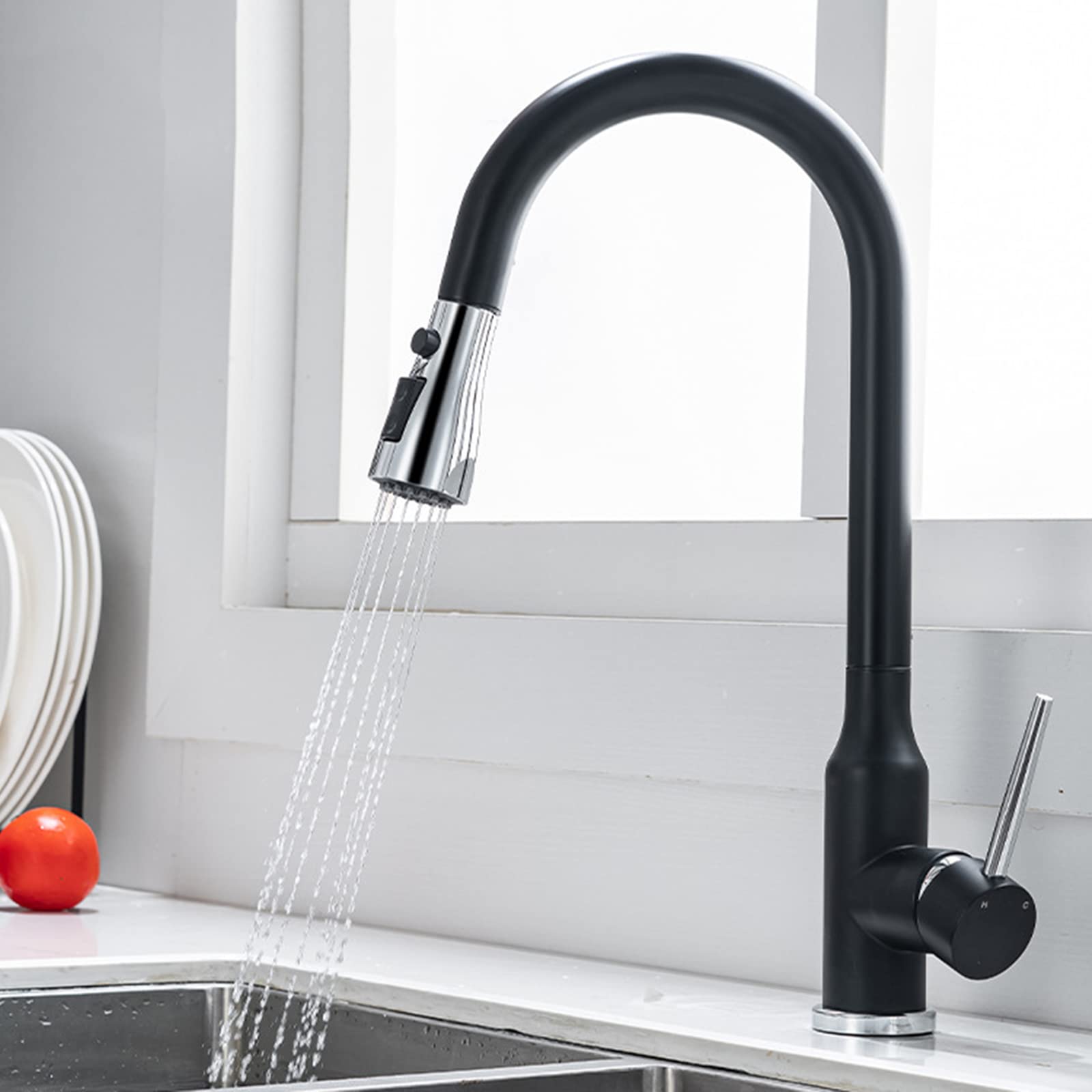 Mitigeur de cuisine multifonctionnel avec eau chaude et froide et bec extractible