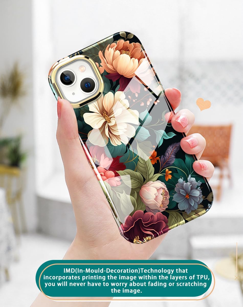 Cute Flower Case for iPhone 13/14 6.1 inch Built with Screen Protector, Lightweight and Stylish Full Body Shockproof Protective Rugged TPU Case for Women/Girls - Image 7