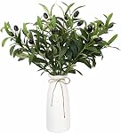 Artificial Plants Eucalyptus Branch in Ceramic Vase, 17.7” Fake Plant Greenery Stems Leaves Branches Faux Eucalyptus Stems for Home Office Farmhouse Wedding Table Centerpiece Décor