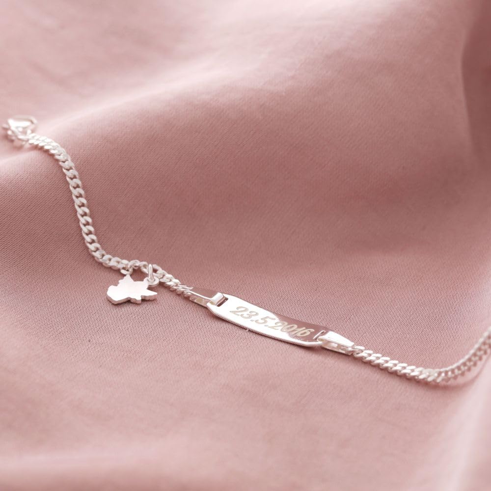 Baby ID Armband Engel Taufarmband mit Gravur Babyarmband 925 Silber Taufschmuck mit Namen kurz 12cm 14cm Geschenke Taufe Schmuck personalisiert