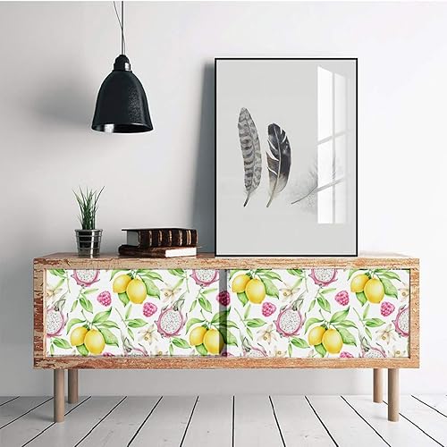 Miniatura 5 de Blooming Wall DPY04 - Papel tapiz extraíble para despegar y pegar color rosa limón y morera hojas verdes autoadhesivas flores papel tapiz prepegado