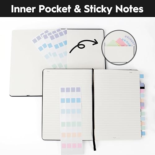 Miniatura 4 de Cuadernos A5 rayados para trabajo, 192 páginas, tamaño mediano de 5.7 x 8.3 pulgadas, con rayas universitarias, diarios de tapa dura de cuero vegano