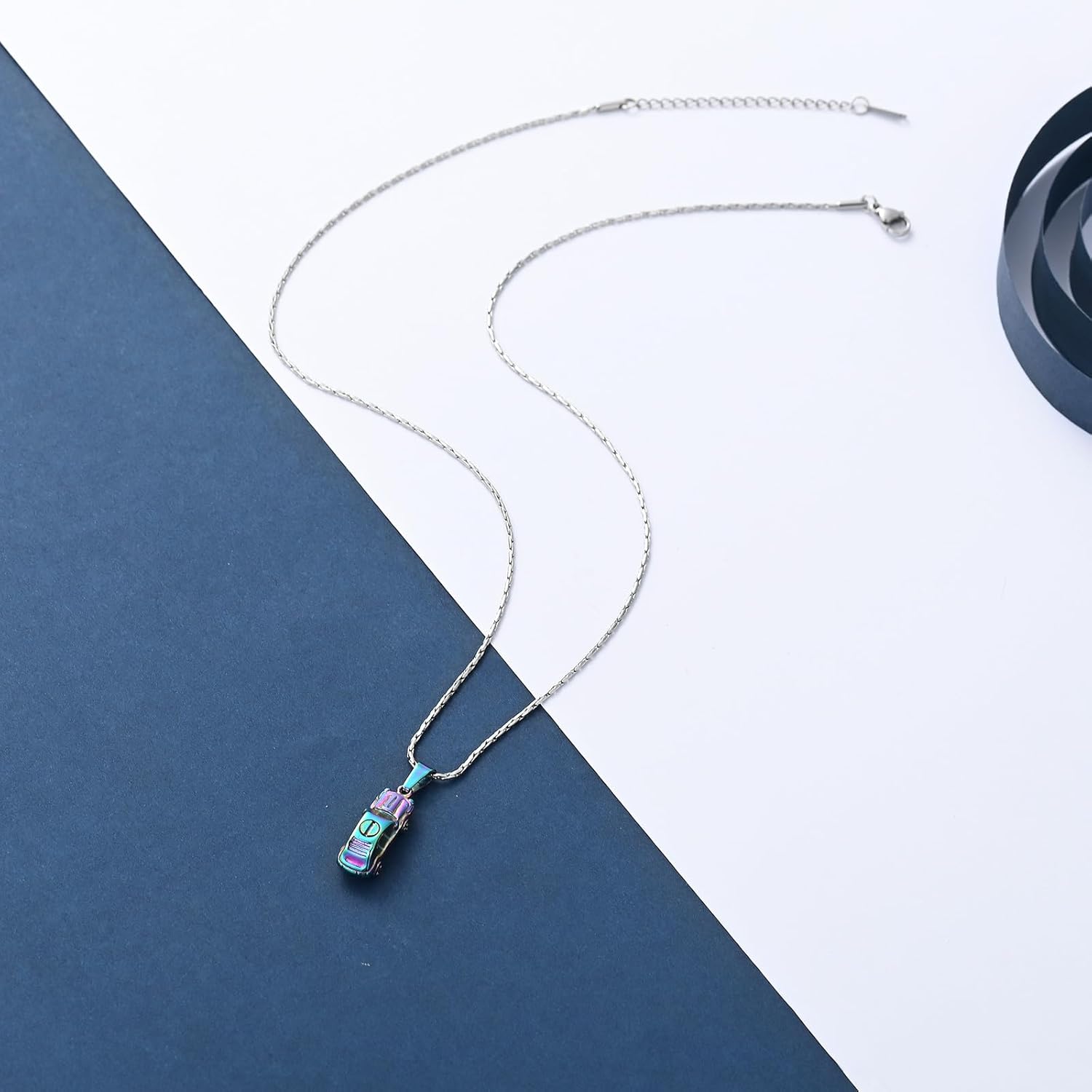 constantlife Cremation Memorial Jewelry Small Car Pendant Urn Necklace for Human Ashes Stainless Steel Mini Ashes Holder Keepsake Gift - Image 6