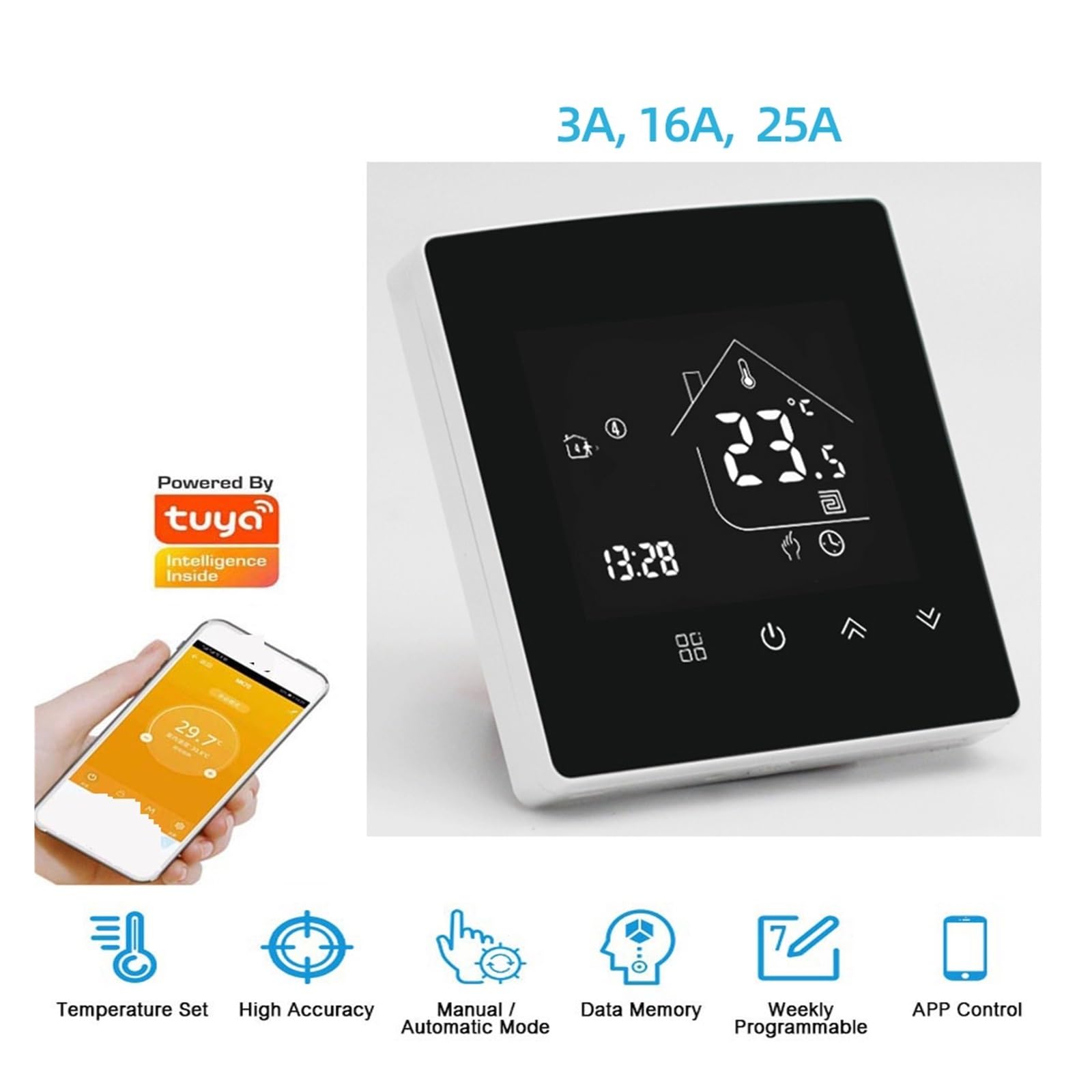 Inteligentne termostaty WiFi Tuya pilot głosowy elektryczny kocioł gazowy ogrzewanie duża moc nowy popularny kontroler Precyzja łatwość Konfiguracji(GA-Water-3A)