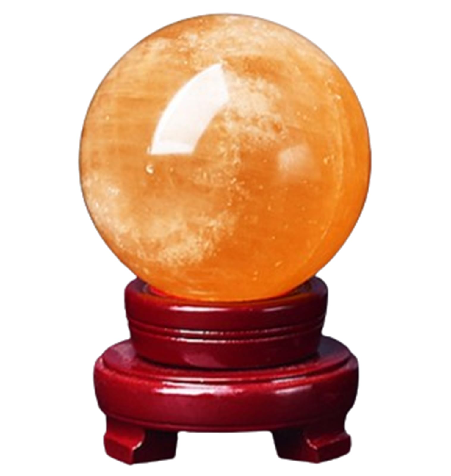 FOPURE Real Crystal Ball Citrine Sphere Decorative Balls Divination with Wood Stand Quartz Stone Gemstone FengShui Ornament,50mm/1.96in