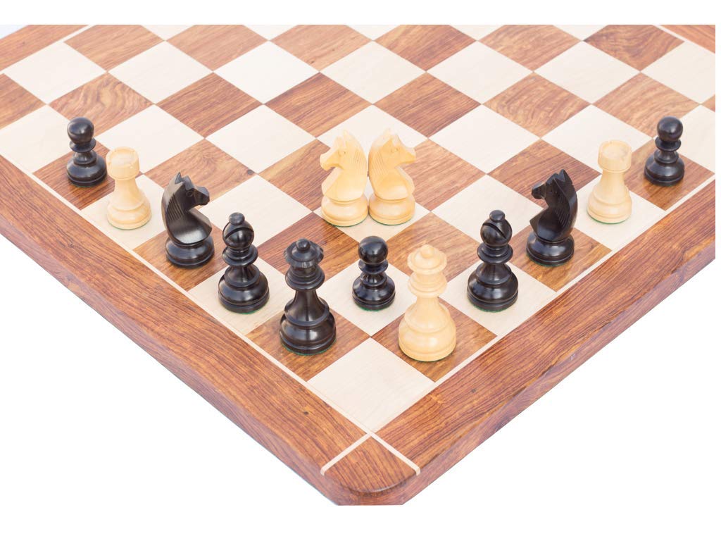 21"X 21" Inches Rosewood Chess Board Set with 3.75" Black Tournament Chess Pieces- Special Cross Border Board.