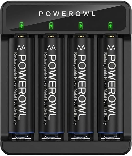 AA Rechargeable Batteries with Charger, 4 Bay AA AAA Battery Charger with LED Indicator&Independent Slots, 4 Pack 2800mAh High Capacity Ni-MH AA Rechargeable Batteries for Household Electronics
