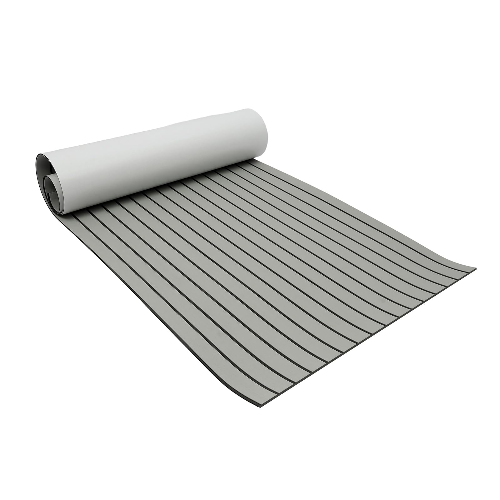 Eva Antirutschmatte selbstklebend Bootsmatte 240x90cm – wasserdichte Bodenmatte für Wohnwagen, Boot, Fitnessraum – zuschneidbar, schalldämmend, rutschfest – Teak Optik Grau/Schwarz