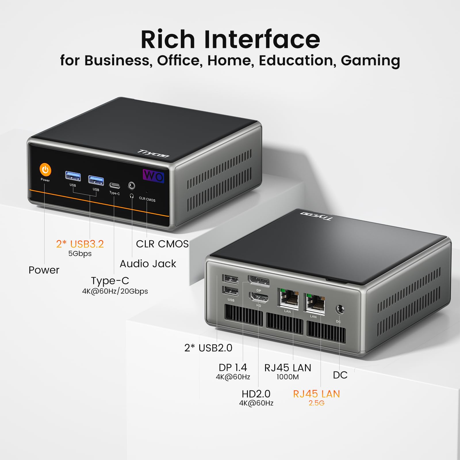 Trycoo Mini PC AMD Ryzen 5 5600H (6C/12T, hasta 4,2 GHz), 16 GB DDR4 RAM, 512 GB SSD, WiFi 6/BT5.2/Type-C/DP 1.4/HDMI Triple Display/Dual Band WLAN, Micro PC para juegos y oficina