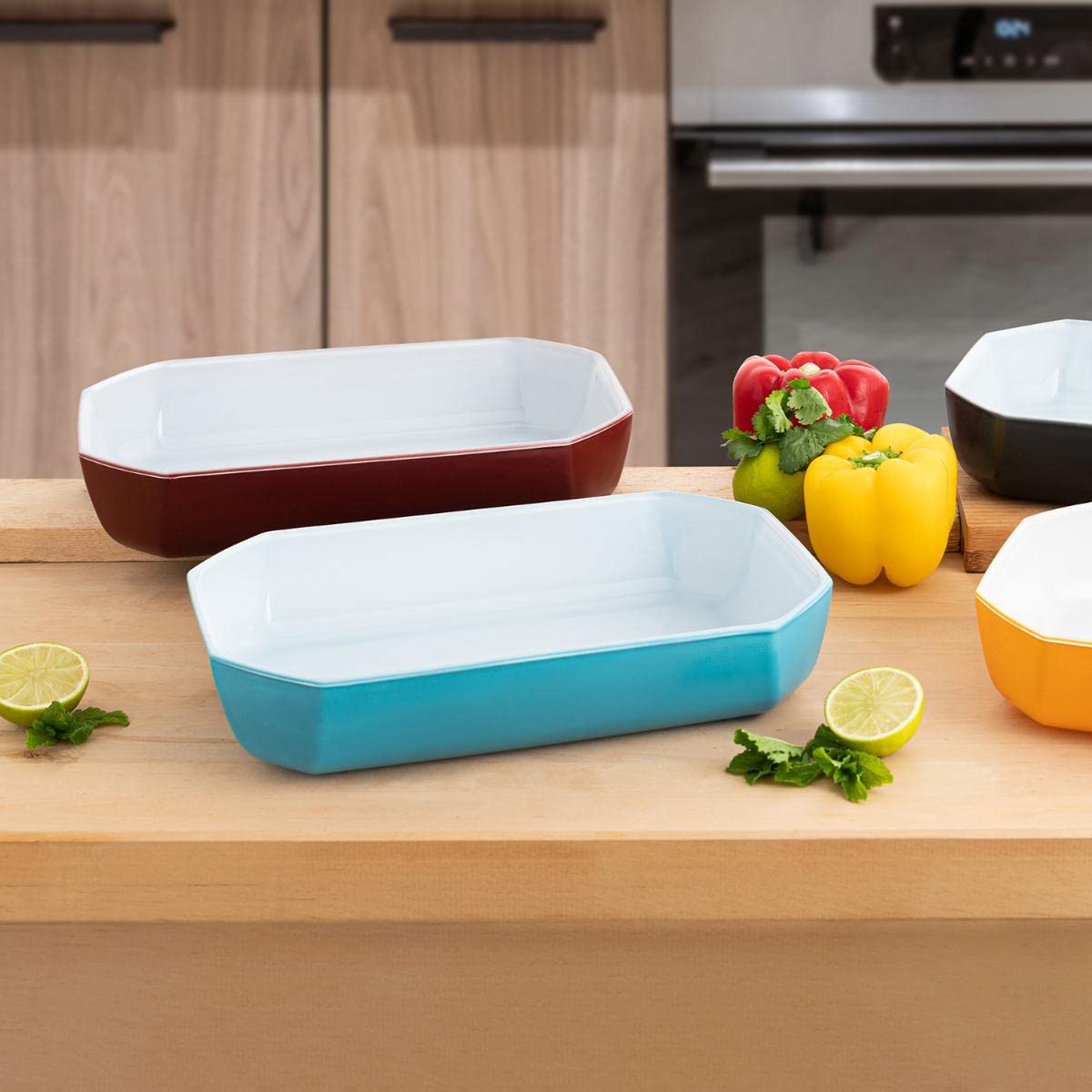 PYREX COLORS Fuente Rectangular Horno Rojo Boro 33X22Cm, 3,2L