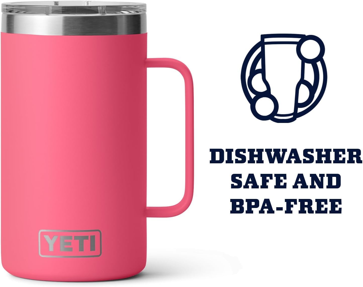 YETI Rambler Mug, Vacuum Insulated Stainless Steel Mug with Magslider Lid, Tropical Pink, 24 oz (709 ml), 24 oz (710 ml) - Image 3