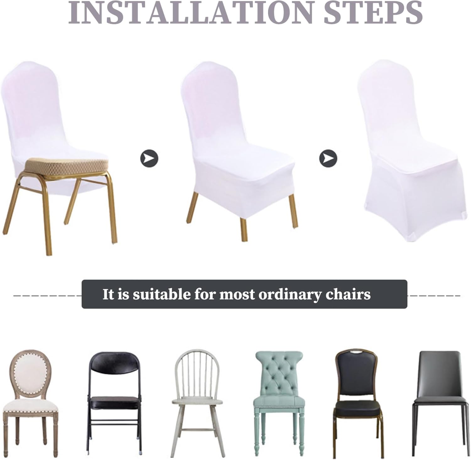 12Pcs Chair Cover, Stretch Spandex Folding Chair Covers Washable Removable Slipcovers Protector for Wedding Party Dining Room Banquet Event