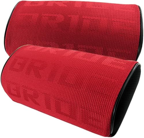 Miniatura 9 de W-POWER JDM - 4 cojines JDM para reposacabezas de asiento de automóvil, con funda para cinturón de seguridad, material de asiento de cubo de tela