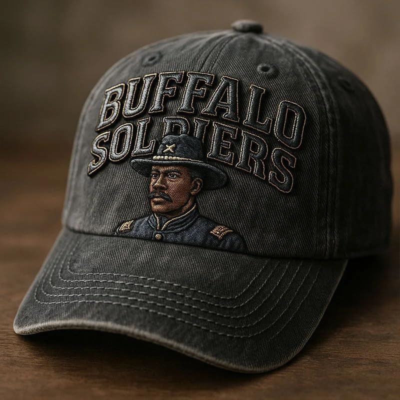Buffalo Soldier Baseball Cap,3D Embroidered Baseball Hats Distressed Military Tribute Cotton Soldier Cap - Image 2