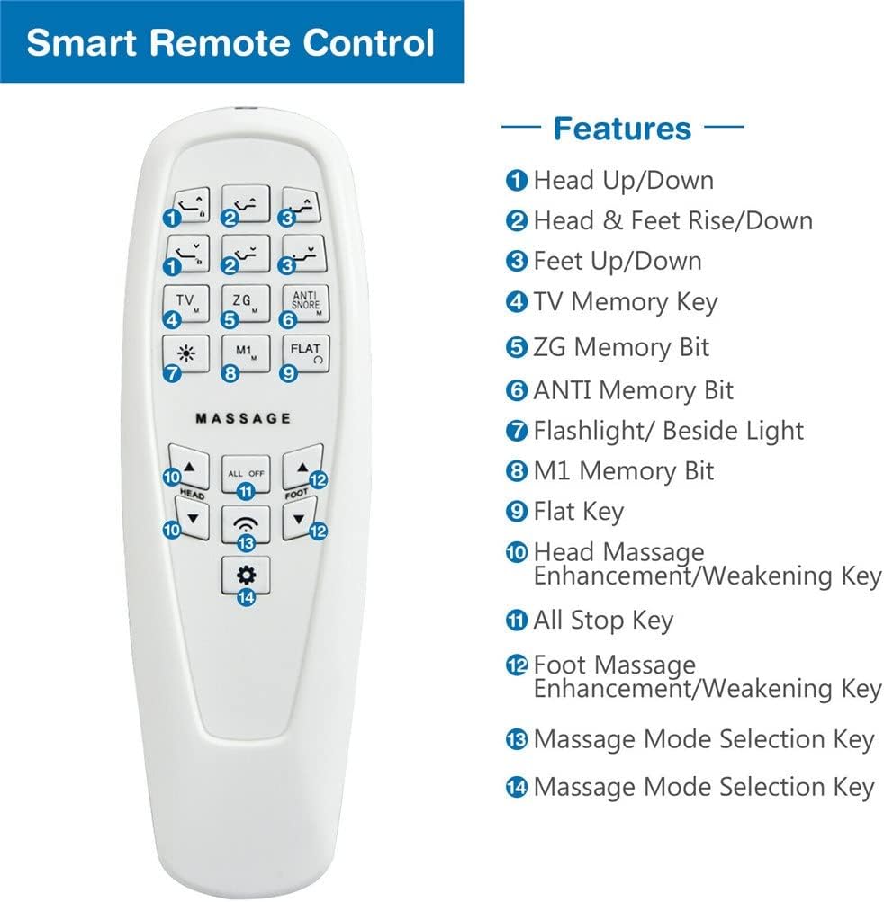 Twin XL Size Adjustable Bed Base Electric Bed Frame w/Massage Modes Remote Control for Easy Adjustment of Bed