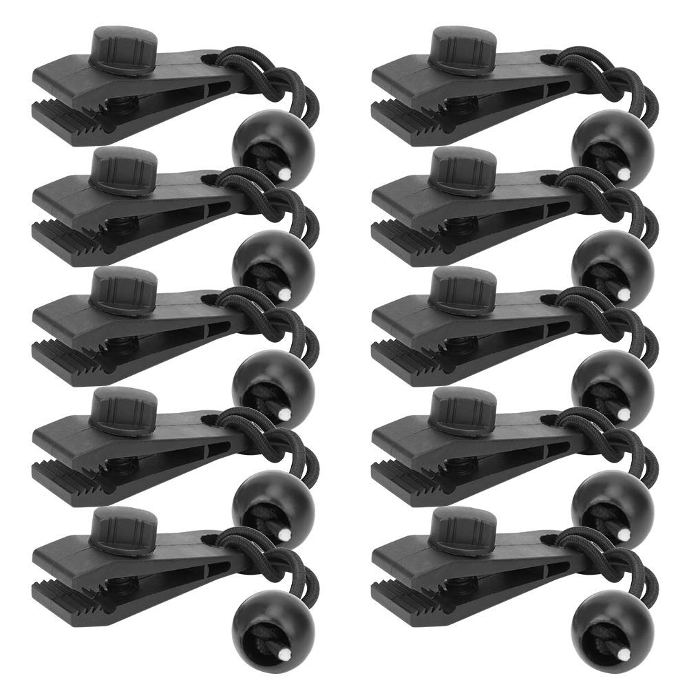 Alomejor 10 Piezas Clips de Lona para Carpa, Abrazadera de fijación con cordón elástico