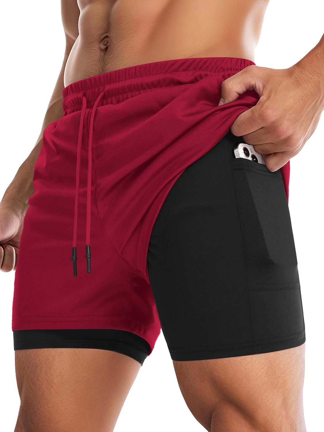 Aolesy Men's Gym Shorts with Liner 5"/7"/9" Lightweight Running Shorts Mesh Workout Athletic Shorts with Pockets
