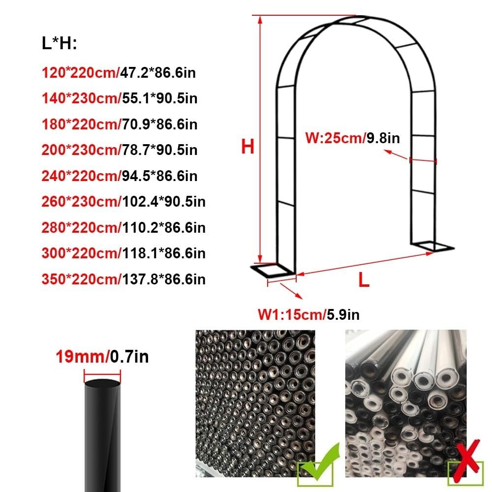 Arco da giardino in metallo per piante rampicanti, rose, decorazione per matrimoni, pergola, verde, 300 x 220 cm, per decorazione esterna