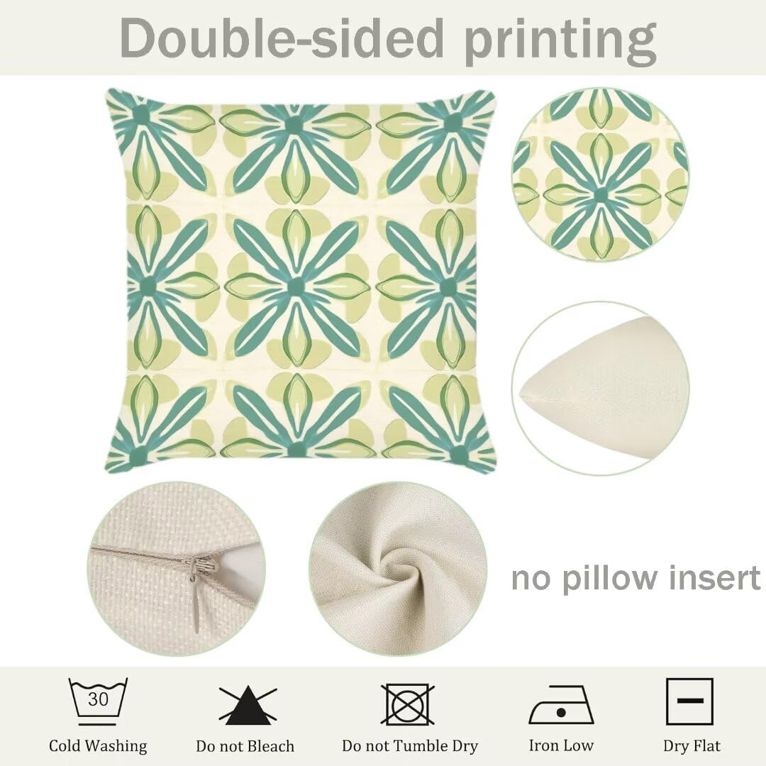 Fundas Cojines 80x80 cm Exterior Cojines Verde Salvia Fundas de Almohada Juego de 4, Cuadrados Funda Cojin Verano Almohadas con Cremallera Invisible, Cama Decorativos para Hogar, Jardín, Salón Ym479