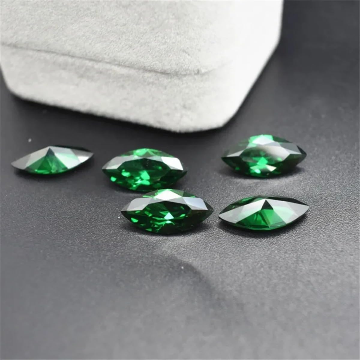 Synthetic Marquise Cut Medium Green Loose Faceted Emerald Gemstone image 3