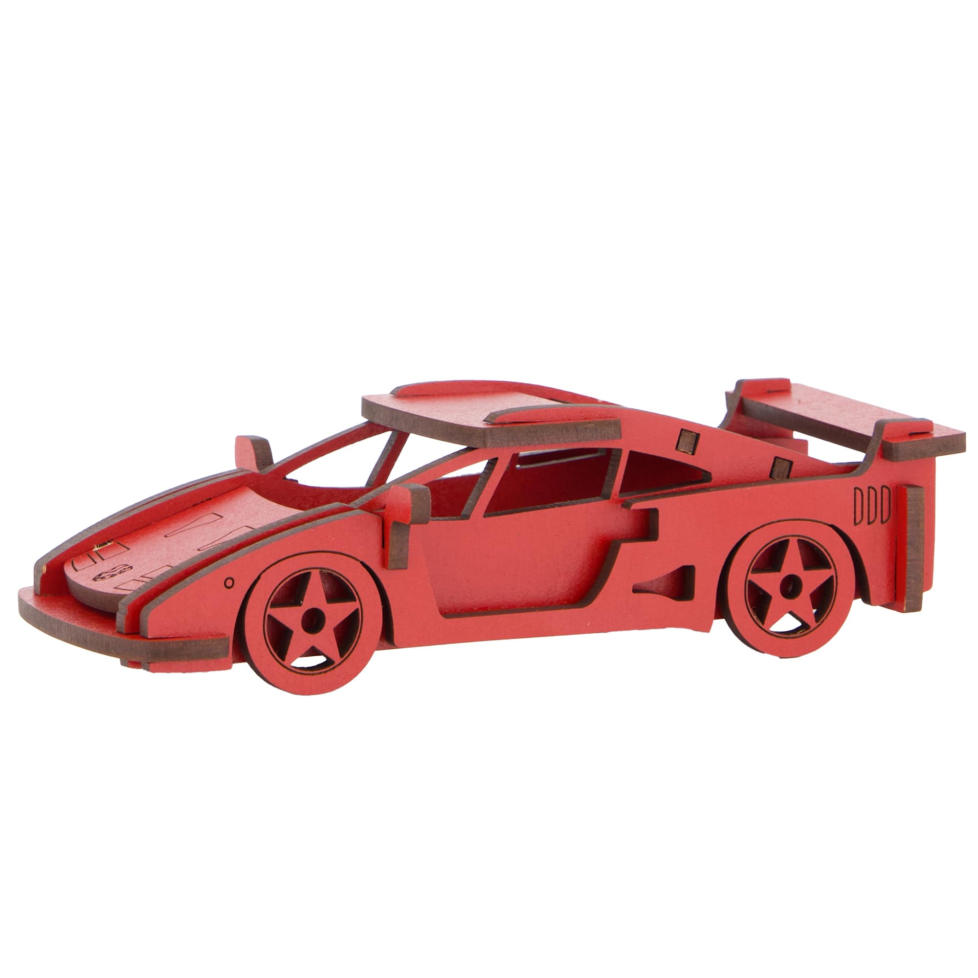 Little & Wood: Woodlet: Medium - Red Sports Car - 3D Wooden Kit-Set, Vehicle Puzzle, Easy Assembly, Pop Build Fun, Sustain...