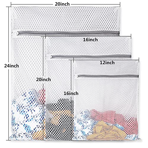 5Pcs Durable Honeycomb Mesh Laundry Bags For Delicates,Travel Organization Bag For Clothes,Jeans,Bath Towels,Bed Sheets (1X-Large 20 X 24 Inches,2 Large 16 X 20 Inches, 2 Medium 12 X 16 Inches) #TOP1