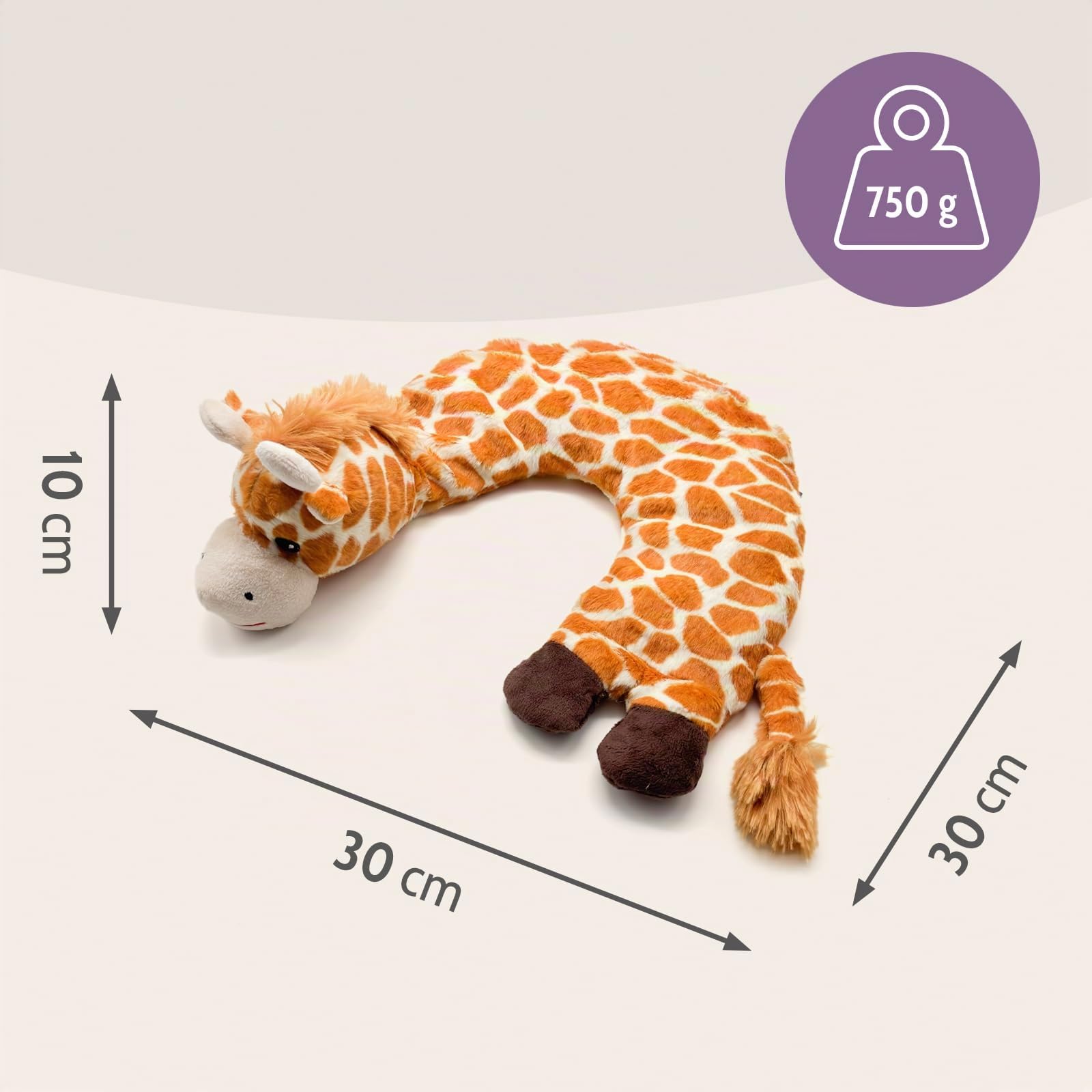 Habibi Plush Premium - Almohada cervical con forma de jirafa con cojín térmico para microondas