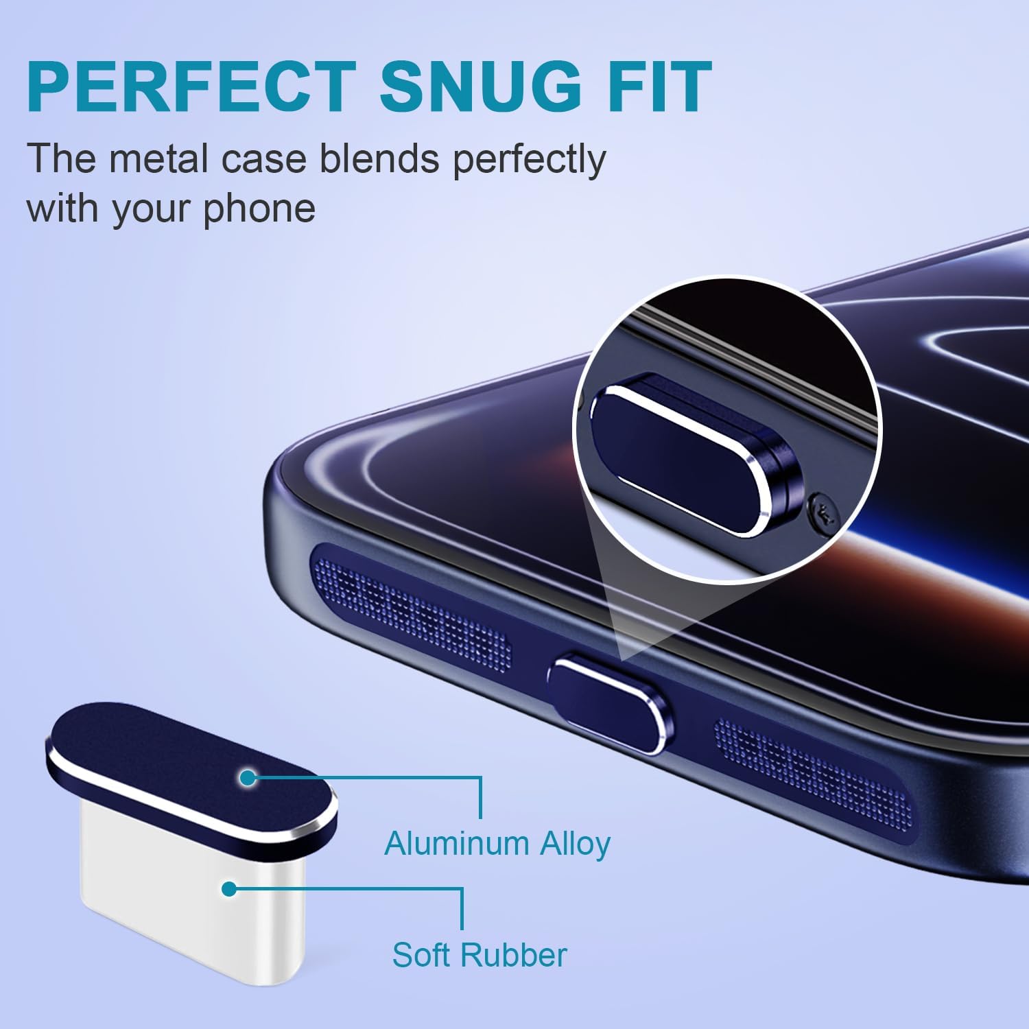 USB C Dust Plug,USB C Port Cover Type C Charging Port Plug Cover Speaker Dust Cover,Accessories for iPhone 17 and 17 Pro (Dark Blue, for iPhone 17/17 Pro) image 4