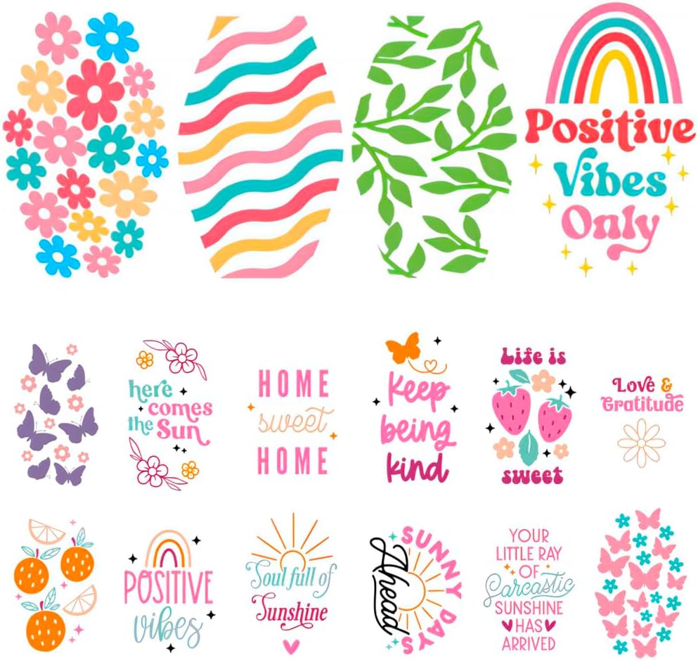 UV DTF Wrap Stickers - 80 Sheets Waterproof UVDTF Transfer Stickers for Motel Keychain Motivational Boho Personalized UV DTF Decals for Hotel Keychain